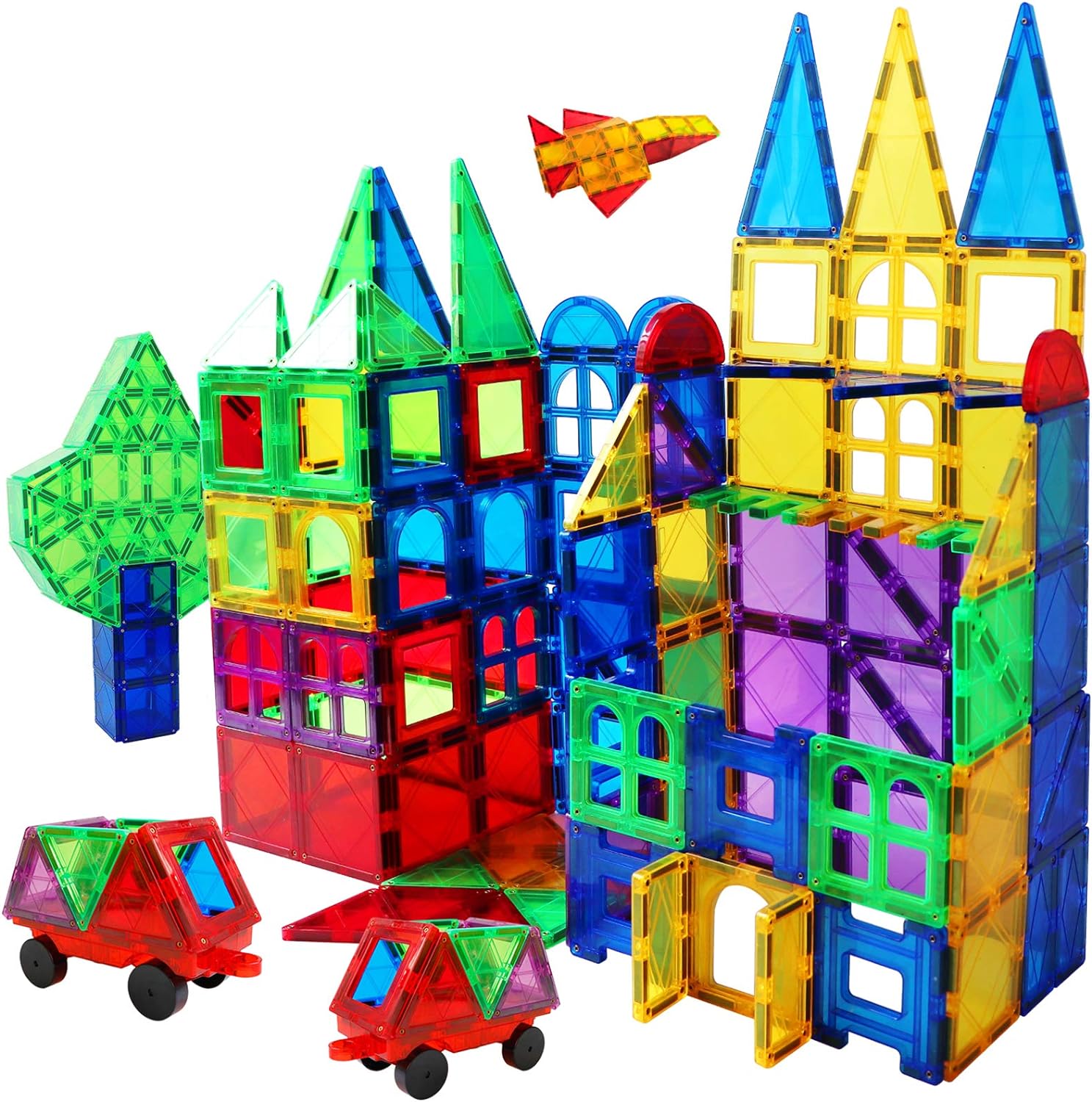 Drofex Magnetic Tiles Building Blocks 130 Pcs Magnet Tiles for Kids Ages 4-8 Magnetic Toys for Boys and Girls Ages 8-10