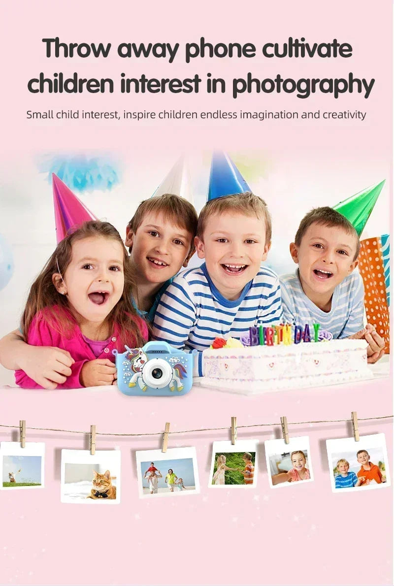 Upgrade Unicorn Kids Camera, Christmas Birthday Gifts for Girls Boys Age 3-12, 1080P HD Selfie Digital Video Camera for Toddlers, Cute Portable Little Girls Boys Gifts Toys for 3 4 5 6 7 8 9 Years Old